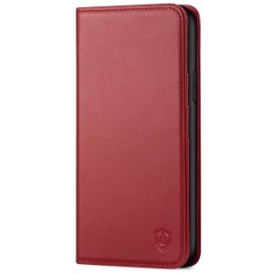 SHIELDON iPhone XR Wallet Case - iPhone XR Leather Case - Dark Red