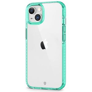SHIELDON iPhone 13 Clear Case Anti-Yellowing, Transparent Thin Slim Anti-Scratch Shockproof PC+TPU Case with Tempered Glass Screen Protector for iPhone 13 - Green Frame