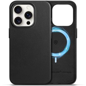 Shieldon iPhone 16 Pro Genuine Leather case, MagSafe Compatible, Wireless Charging, Raised Edges, Slim Fit Elegant Non-Slip Shockproof Protective Phone Case with Metal Buttons for iPhone 16 Pro 6.3-inch 2024