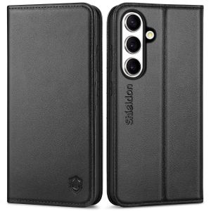 SHIELDON SAMSUNG Galaxy S25 Wallet Case, SAMSUNG S25 Genuine Leather Case RFID Blocking Card Holder Fold Book Folio Flip Magnetic Closure Kickstand Protective Cover for SAMSUNG S25 5G (2025)