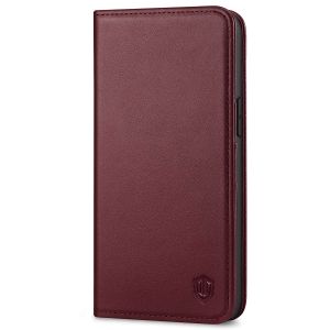 SHIELDON iPhone 14 Pro Max Wallet Case, iPhone 14 Pro Max Genuine Leather Folio Cover - Wine Red