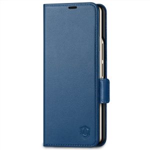 SHIELDON SAMSUNG Galaxy Z Fold4 5G Genuine Leather Wallet Case Cover with S Pen Holder, Folio Flip Style - Royal Blue