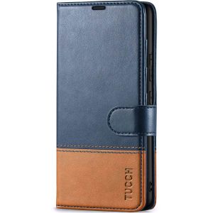 TUCCH SAMSUNG GALAXY A54 Wallet Case, SAMSUNG A54 Leather Case Folio Cover - Dark Blue &amp; Brown