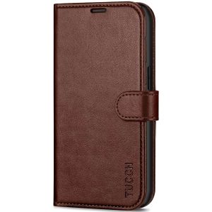 TUCCH iPhone 14 Wallet Case, iPhone 14 PU Leather Case, Folio Flip Cover with RFID Blocking, Credit Card Slots, Magnetic Clasp Closure - Chocolate Brown
