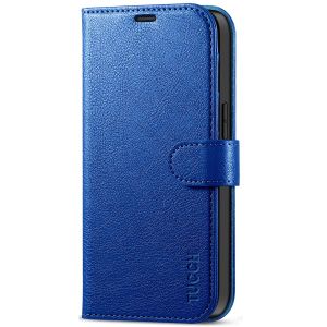 TUCCH iPhone 14 Wallet Case, iPhone 14 PU Leather Case, Folio Flip Cover with RFID Blocking, Credit Card Slots, Magnetic Clasp Closure - Full Grain Klein Blue