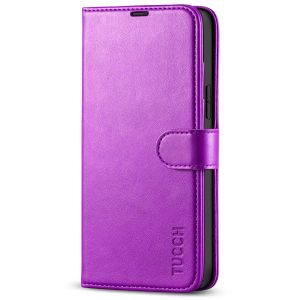 TUCCH iPhone 14 Plus Wallet Case, Mini iPhone 14 Plus 6.7-inch Leather Case, Folio Flip Cover with RFID Blocking, Stand, Credit Card Slots, Magnetic Clasp Closure - Purple