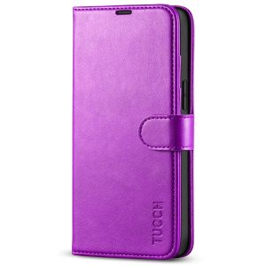 TUCCH iPhone 14 Pro Wallet Case, iPhone 14 Pro PU Leather Case, Folio Flip Cover with RFID Blocking and Kickstand - Purple