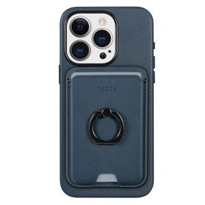 TUCCH iPhone 15 Pro Magnetic Phone Case with Removable Card Holder, Magsafe Compatible and Raised Edges for Screen and Camera Protection - Blue
