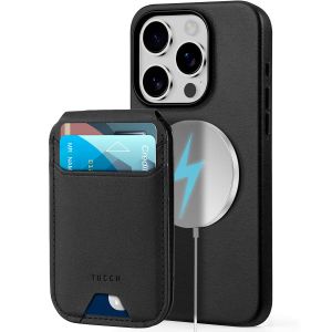 TUCCH iPhone 16 Pro Leather Magsafe Phone Case with Stand Magnetic Card Holder, Support Wireless Charging, Magsafe Compatible, Stand via Card Holder, Shockproof PU Leather Protective Case with RFID Blocking for iPhone 16 Pro