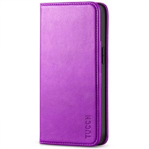 TUCCH iPhone 14 Pro Wallet Case, iPhone 14 Pro PU Leather Case with Folio Flip Book Cover, Kickstand, Card Slots, Magnetic Closure - Purple