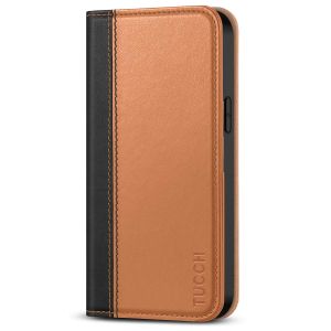 TUCCH iPhone 14 Pro Max Leather Case, iPhone 14 Pro Max PU Wallet Case with Stand Folio Flip Book Cover and Magnetic Closure - Black &amp; Brown