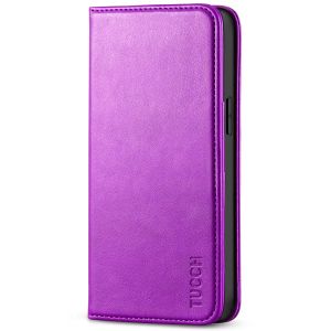 TUCCH iPhone 14 Pro Max Leather Case, iPhone 14 Pro Max PU Wallet Case with Stand Folio Flip Book Cover and Magnetic Closure - Purple