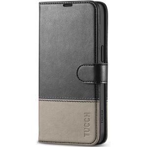 TUCCH iPhone 15 Plus Wallet Case, iPhone 15 Plus Leather Cover - Black &amp; Grey