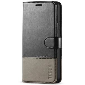 TUCCH iPhone XR Wallet Case - iPhone XR Leather Cover - Black &amp; Grey