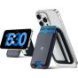 SHIELDON Genuine Leather Magsafe Foldable Card Holder with RFID Blocking 4 Card Slots for iPhone 16 iPhone 16e  iPhone 15 iPhone 14 iPhone 13 iPhone 12 Series, Not for iPhone Mini, Kickstand Phone Card Wallet