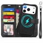 TUCCH iPhone 17 Pro Wallet Case, Magnetic Detachable iPhone 17 Pro Leather Cover, Magsafe Compatible, Support Wireless Charging, Shockproof Removable Case 2in1, Credit Card Slots, Raised Edges, RFID Blocking, Stand, Protective Folio Case