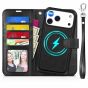 TUCCH iPhone 17 Pro Max Leather Wallet Case Detachable, 2in1 Flip Cover with Magnetic Clasp Closure, Magsafe Compatible, Wireless Charging, Raised Edges, Card Slots, RFID Blocking, Stand, Removable Phone Case + Credit Card Wallet for iPhone 17 Pro Max 6.9