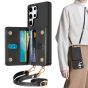 TUCCH SAMSUNG Galaxy S25 Ultra Leather Case with Undetachable Wallet, Crossbody Lanyard Phone Case for SAMSUNG S25 Ultra, Raised Edge RFID Blocking Anti-Slip Shockproof Protective Wallet Case