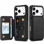 TUCCH iPhone 17 Pro PU Leather Case with Undetachable Credit Card Wallet, iPhone 17 Pro Card Holder Case with Crossbody Lanyard, Raised Edges RFID Blocking Anti-Slip Shockproof Protective Phone Case Wallet