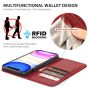 SHIELDON iPhone 11 6.1-inch Flip Leather Wallet Case - Dark Red