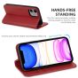 SHIELDON iPhone 11 6.1-inch Flip Leather Wallet Case - Dark Red
