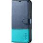 TUCCH iPhone 13 Wallet Case, iPhone 13 PU Leather Case, Folio Flip Cover with RFID Blocking, Credit Card Slots, Magnetic Clasp Closure - Blue & Lake Blue