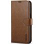 TUCCH iPhone 13 Wallet Case, iPhone 13 PU Leather Case, Folio Flip Cover with RFID Blocking, Credit Card Slots, Magnetic Clasp Closure - Brown