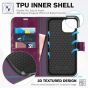 TUCCH iPhone 13 Wallet Case, iPhone 13 PU Leather Case, Folio Flip Cover with RFID Blocking, Credit Card Slots, Magnetic Clasp Closure - Plum Purple