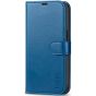 TUCCH iPhone 14 Wallet Case, iPhone 14 PU Leather Case, Folio Flip Cover with RFID Blocking, Credit Card Slots, Magnetic Clasp Closure - Retro Blue