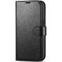 TUCCH iPhone 14 Wallet Case, iPhone 14 PU Leather Case, Folio Flip Cover with RFID Blocking, Credit Card Slots, Magnetic Clasp Closure - Retro Black