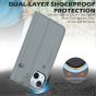 SHIELDON iPhone 15 Genuine Leather Wallet Case, iPhone 15 Folio Case - Grey