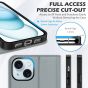 SHIELDON iPhone 15 Genuine Leather Wallet Case, iPhone 15 Folio Case - Grey