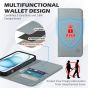 SHIELDON iPhone 15 Genuine Leather Wallet Case, iPhone 15 Folio Case - Grey