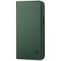 SHIELDON iPhone 15 Plus Genuine Leather Wallet Case, iPhone 15 Plus Kickstand Phone Case - Midnight Green