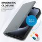 SHIELDON iPhone 15 Pro Genuine Leather Wallet Case, iPhone 15 Pro Mobile Phone Case - Grey