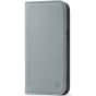 SHIELDON iPhone 15 Pro Genuine Leather Wallet Case, iPhone 15 Pro Mobile Phone Case - Grey