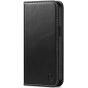 SHIELDON iPhone 15 Pro Max Genuine Leather Wallet Case, iPhone 15 Pro Max Phone Flip Case - Retro Black