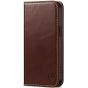 SHIELDON iPhone 15 Pro Max Genuine Leather Wallet Case, iPhone 15 Pro Max Phone Case - Retro Coffee