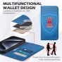 SHIELDON iPhone 15 Pro Genuine Leather Wallet Case, iPhone 15 Pro Mobile Phone Case - Sapphire Blue