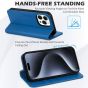 SHIELDON iPhone 15 Pro Genuine Leather Wallet Case, iPhone 15 Pro Mobile Phone Case - Sapphire Blue