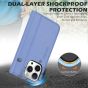SHIELDON iPhone 15 Pro Genuine Leather Wallet Case, iPhone 15 Pro Mobile Phone Case - Wisteria