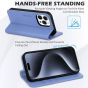 SHIELDON iPhone 15 Pro Genuine Leather Wallet Case, iPhone 15 Pro Mobile Phone Case - Wisteria