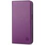 SHIELDON iPhone 15 Genuine Leather Wallet Case, iPhone 15 Phone Case - Purple