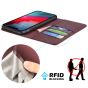 SHIELDON iPhone XR Leather Case, iPhone 10R Genuine Leather Folio Wallet Magnetic Protective Case with Shock Absorbing, RFID Blocking, Card Holder, Kickstand - Wine Red