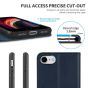 SHIELDON iPhone 8 Wallet Case - iPhone 7 Genuine Leather Kickstand Case - Navy Blue