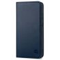 SHIELDON SAMSUNG GALAXY S21FE Flip Folio Book Kickstand Case, SAMSUNG S21 FE Genuine Leather Wallet Case - Navy Blue