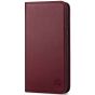 SHIELDON SAMSUNG Galaxy A55 Wallet Case, SAMSUNG A55 Genuine Leather Case RFID Blocking Card Holder Magnetic Closure Kickstand Protective Book Flip Folio Cover - Wine Red
