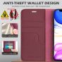 SHIELDON iPhone 12 Mini Leather Case, iPhone 12 Mini Folio Cover with Magnetic Clasp Closure, Genuine Leather, RFID Blocking, Kickstand Phone Case for Mini iPhone 12 5.4-inch 5G Red Violet