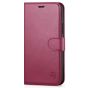 SHIELDON iPhone 12 Mini Leather Case, iPhone 12 Mini Folio Cover with Magnetic Clasp Closure, Genuine Leather, RFID Blocking, Kickstand Phone Case for Mini iPhone 12 5.4-inch 5G Red Violet