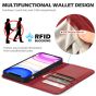 SHIELDON iPhone 12 Wallet Case - iPhone 12 Pro 6.1-inch Folio Leather Case - Dark Red